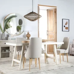 Soho Mesa de comedor rectangular de madera color blanco decay^Banak