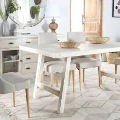 Soho Mesa de comedor rectangular de madera color blanco decay^Banak
