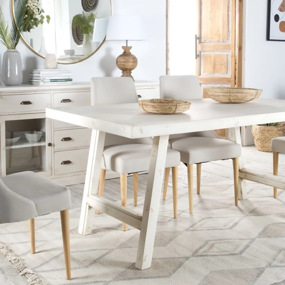 Soho Mesa de comedor rectangular de madera color blanco decay^Banak