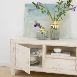 Soho Meuble tv en bois massif en blanc decay^Banak Discount