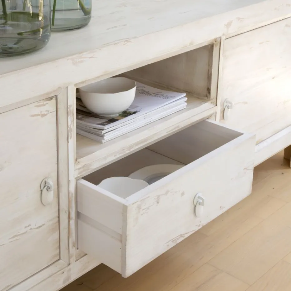 Soho Meuble tv en bois massif en blanc decay^Banak Discount