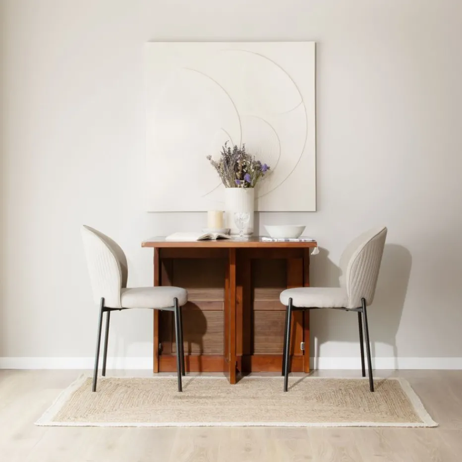 Tan Table de salle à manger pliante rectangulaire 88/160 en bois massif de couleur teck^Banak Outlet