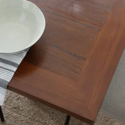 Tan Table de salle à manger pliante rectangulaire 88/160 en bois massif de couleur teck^Banak Outlet