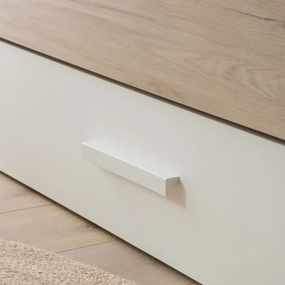 Teo Lit superposé avec rangement blanc mat et naturel duna pour matelas de 90^Banak New