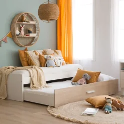 Teo Lit superposé blanc mat et naturel duna pour matelas de 90x190^Banak Sale