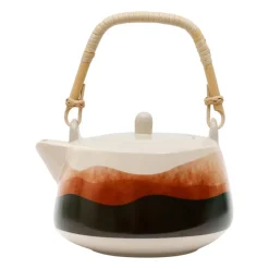 Théière Avec rangée de feuilles douces ter+vert 1,3l porcelaine^Banak
