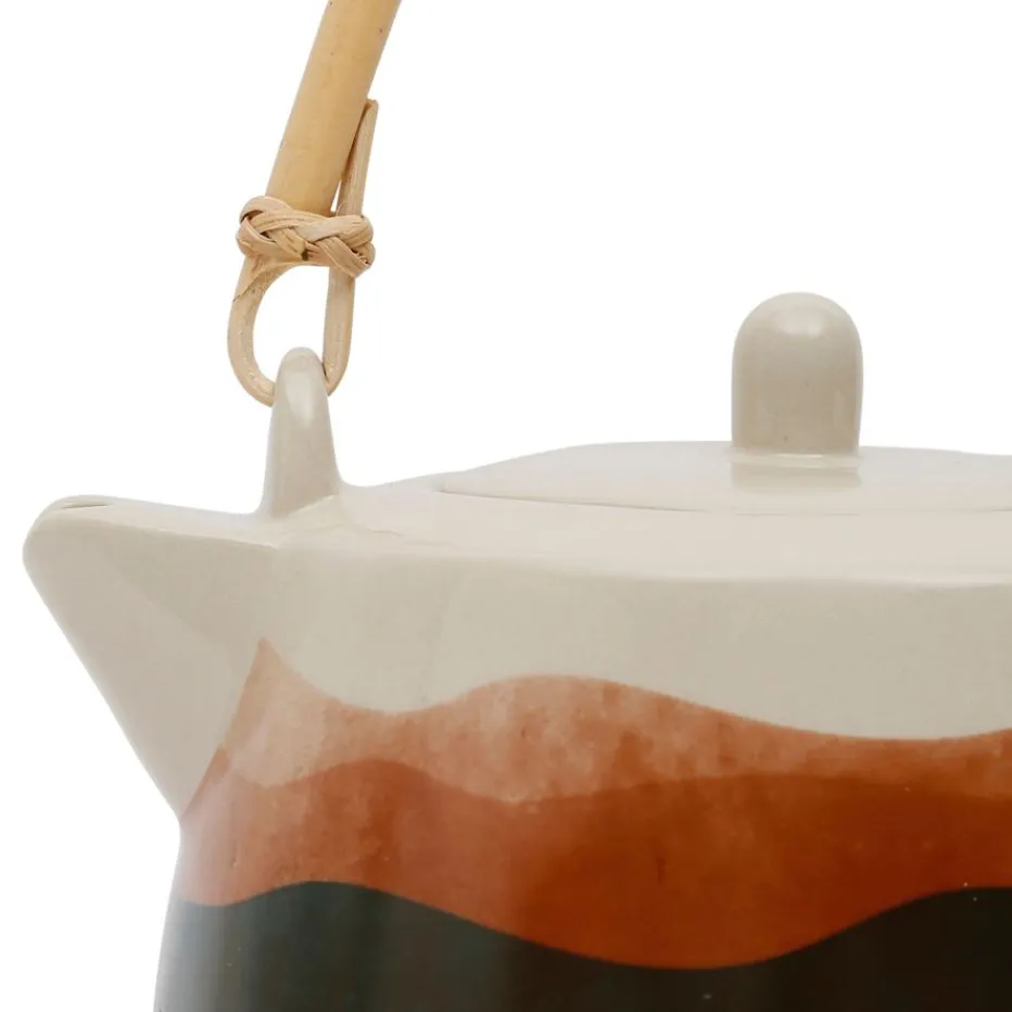 Théière Avec rangée de feuilles douces ter+vert 1,3l porcelaine^Banak