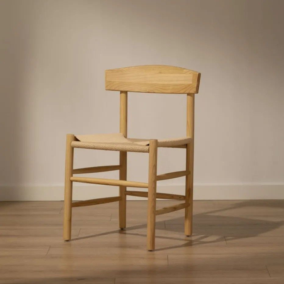 Tisen Chaise en bois massif et rotin naturel^Banak