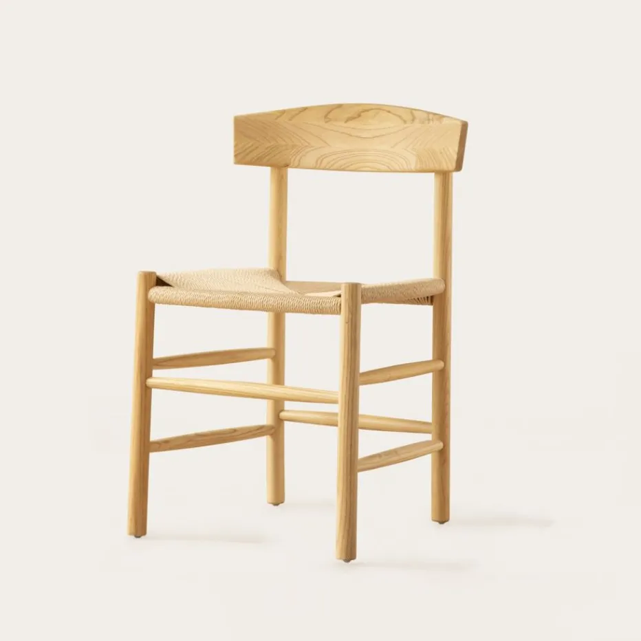 Tisen Chaise en bois massif et rotin naturel^Banak