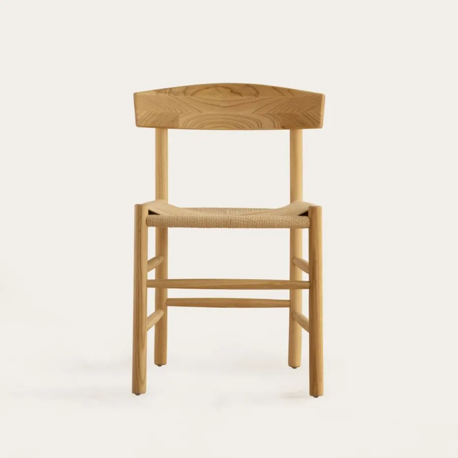 Tisen Chaise en bois massif et rotin naturel^Banak