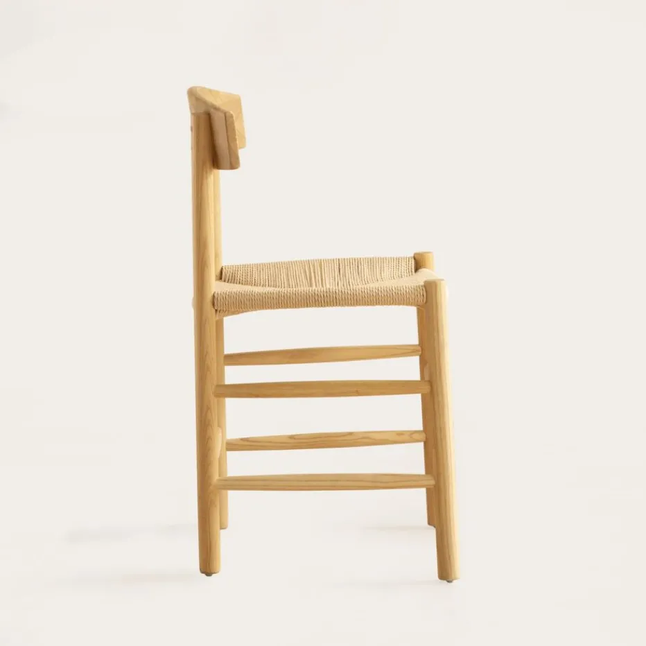 Tisen Chaise en bois massif et rotin naturel^Banak