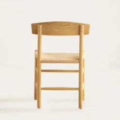 Tisen Chaise en bois massif et rotin naturel^Banak