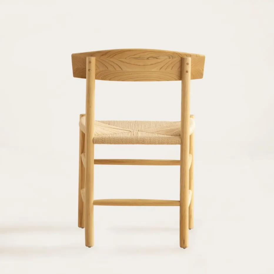 Tisen Chaise en bois massif et rotin naturel^Banak