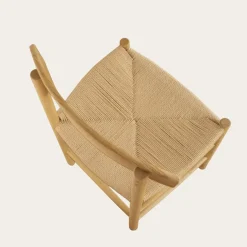 Tisen Chaise en bois massif et rotin naturel^Banak
