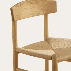 Tisen Chaise en bois massif et rotin naturel^Banak