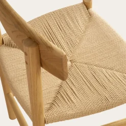 Tisen Chaise en bois massif et rotin naturel^Banak