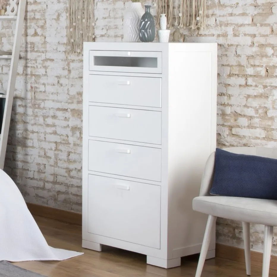 Tribeca Chiffonnier avec un chaussure en bois laqué en blanc^Banak Hot