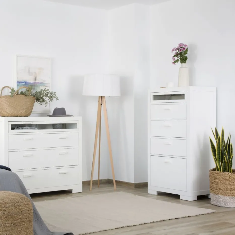 Tribeca Chiffonnier avec un chaussure en bois laqué en blanc^Banak Hot