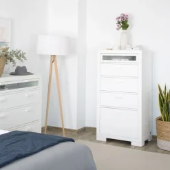 Tribeca Chiffonnier avec un chaussure en bois laqué en blanc^Banak Hot