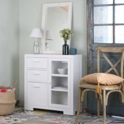 Tribeca Meuble d'entrée étroit en bois laqué blanc^Banak