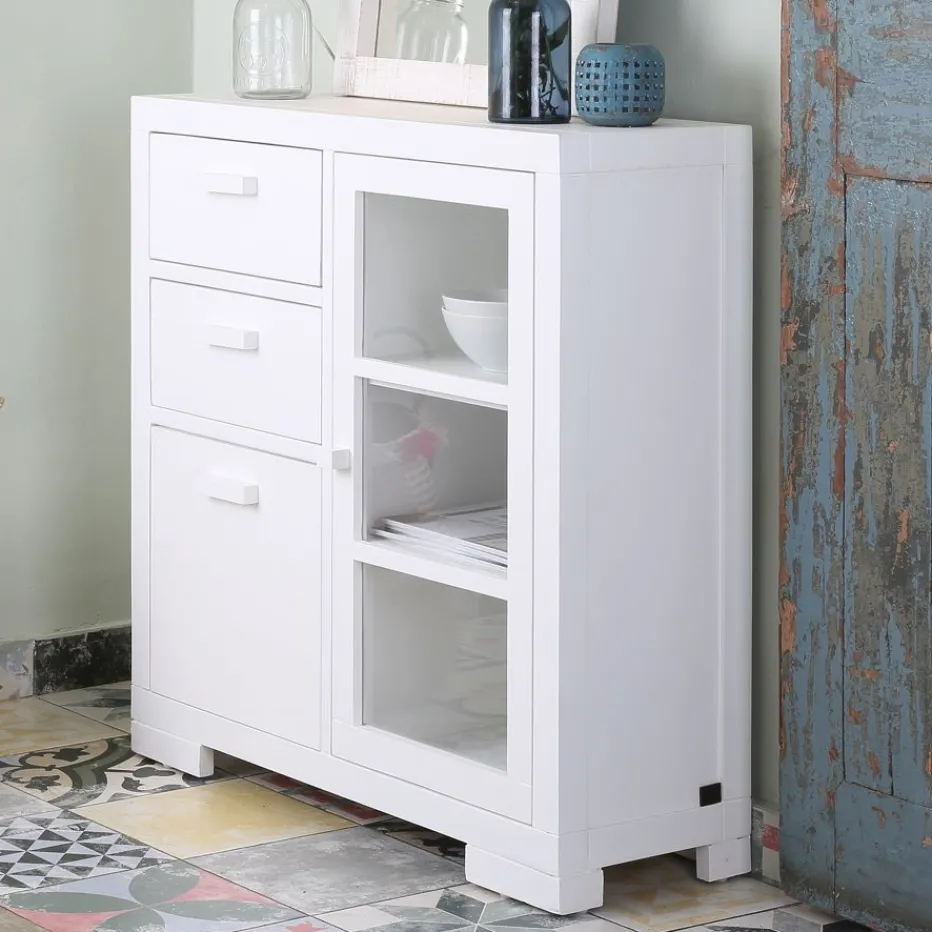 Tribeca Meuble d'entrée étroit en bois laqué blanc^Banak
