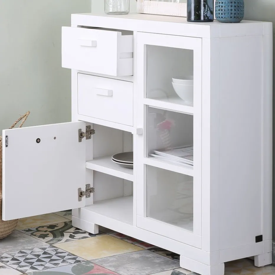 Tribeca Meuble d'entrée étroit en bois laqué blanc^Banak