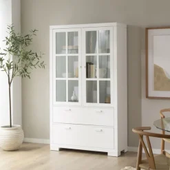 Tribeca Vitrine en bois laqué blanc^Banak Outlet