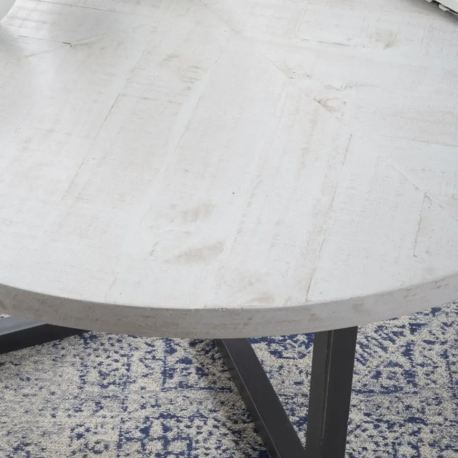 Vera Table basse ronde en bois massif et métal^Banak New