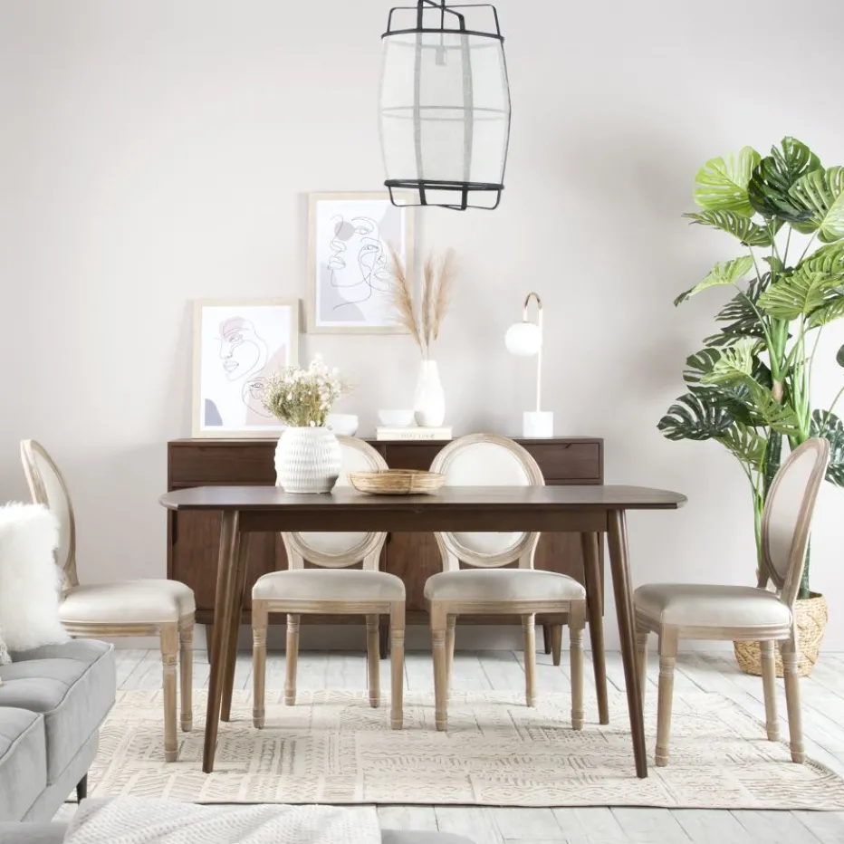 Victoria Chaise en bois massif de bouleau rembourrée en beige^Banak Discount