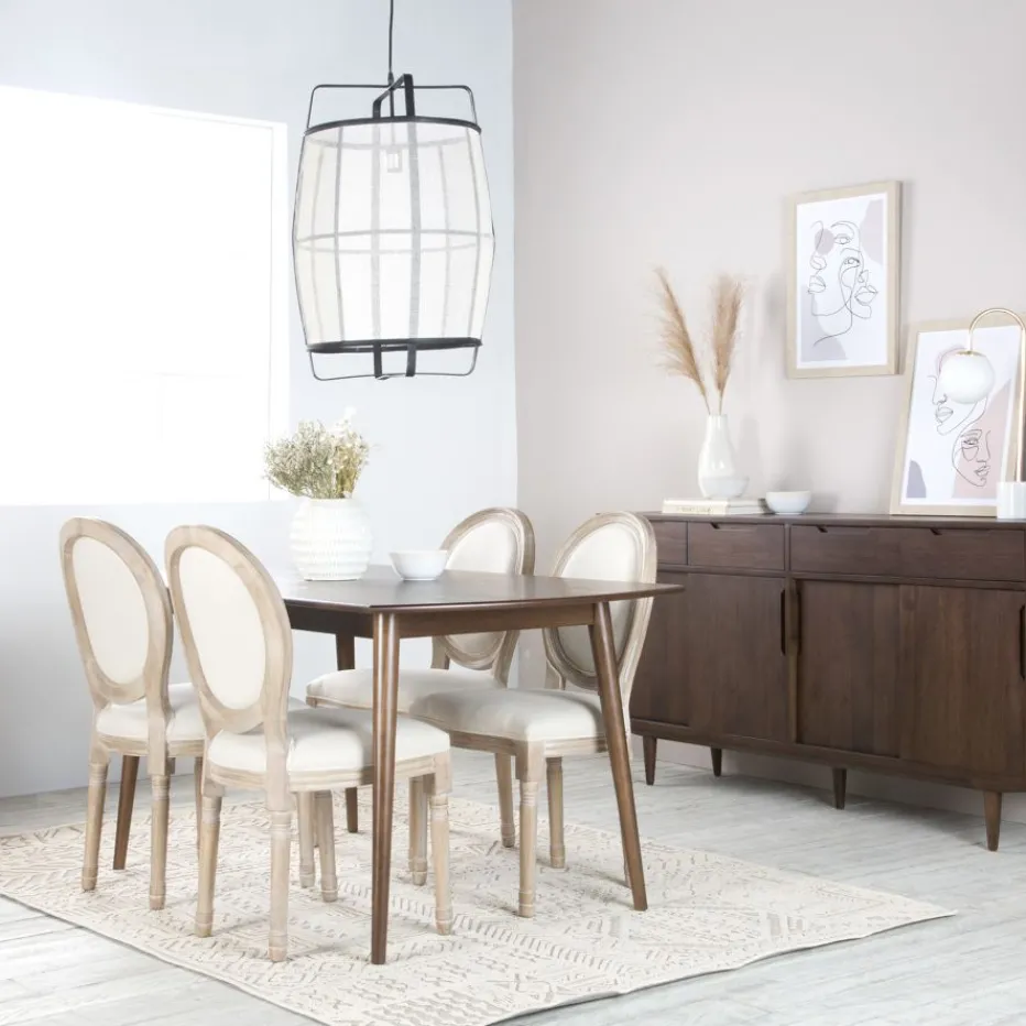 Victoria Chaise en bois massif de bouleau rembourrée en beige^Banak Discount