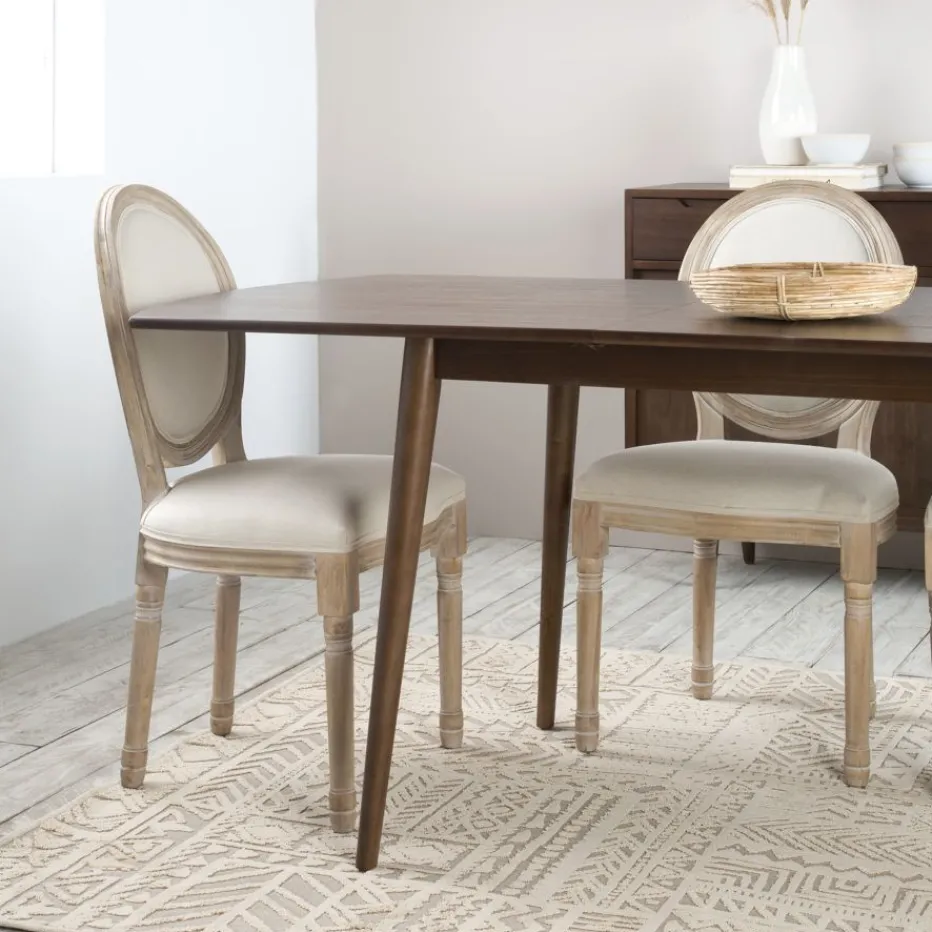 Victoria Chaise en bois massif de bouleau rembourrée en beige^Banak Discount