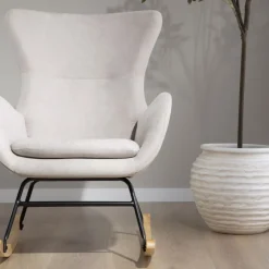 Vinci Fauteuil à bascule beige avec pieds en bois^Banak