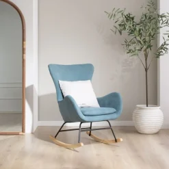 Vinci Fauteuil à bascule vert avec pieds en bois^Banak Hot