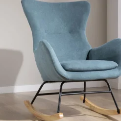 Vinci Fauteuil à bascule vert avec pieds en bois^Banak Hot