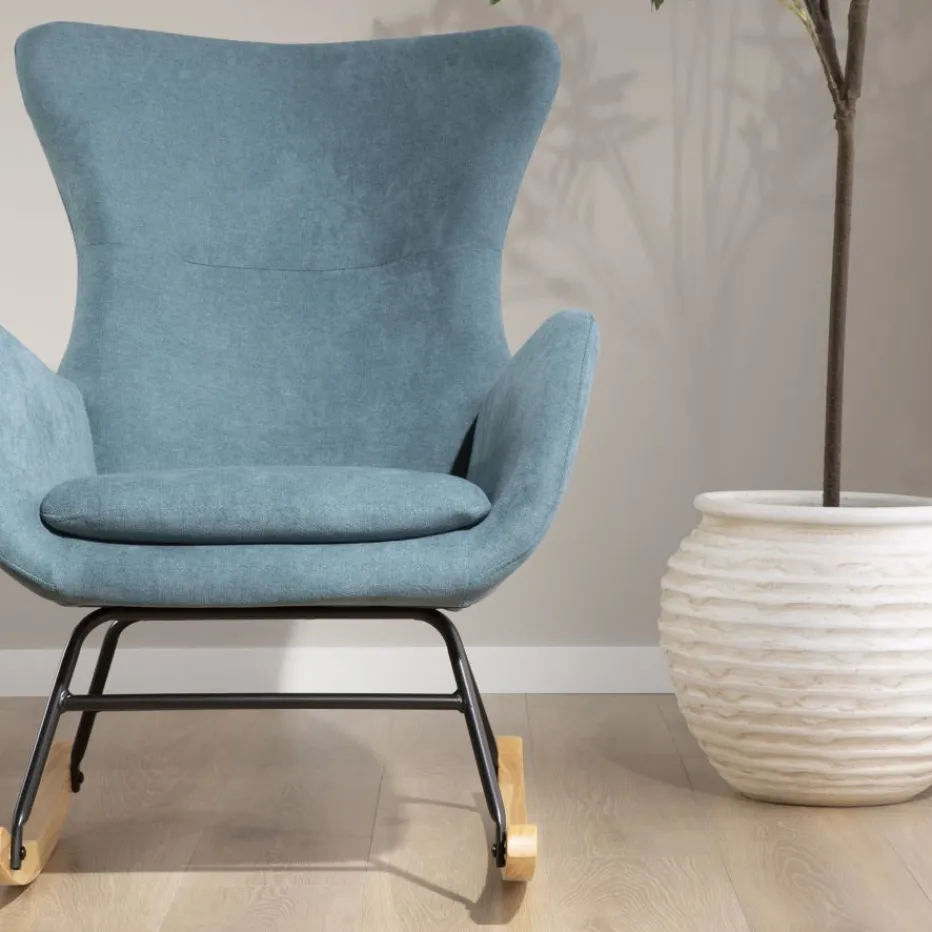 Vinci Fauteuil à bascule vert avec pieds en bois^Banak Hot