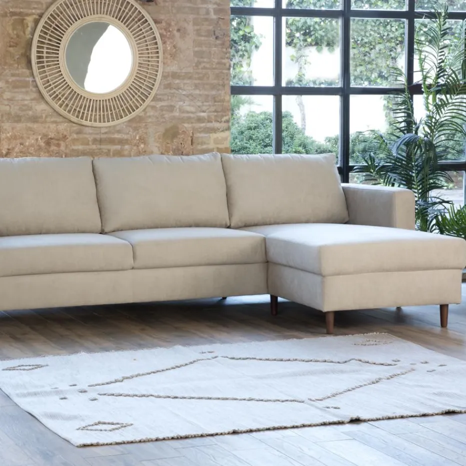 Vinson Canapé d'angle réversible 3 places beige^Banak Discount