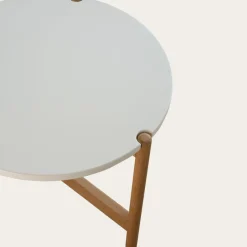 Vitele Table basse 50 en laqué blanc et naturel^Banak Online
