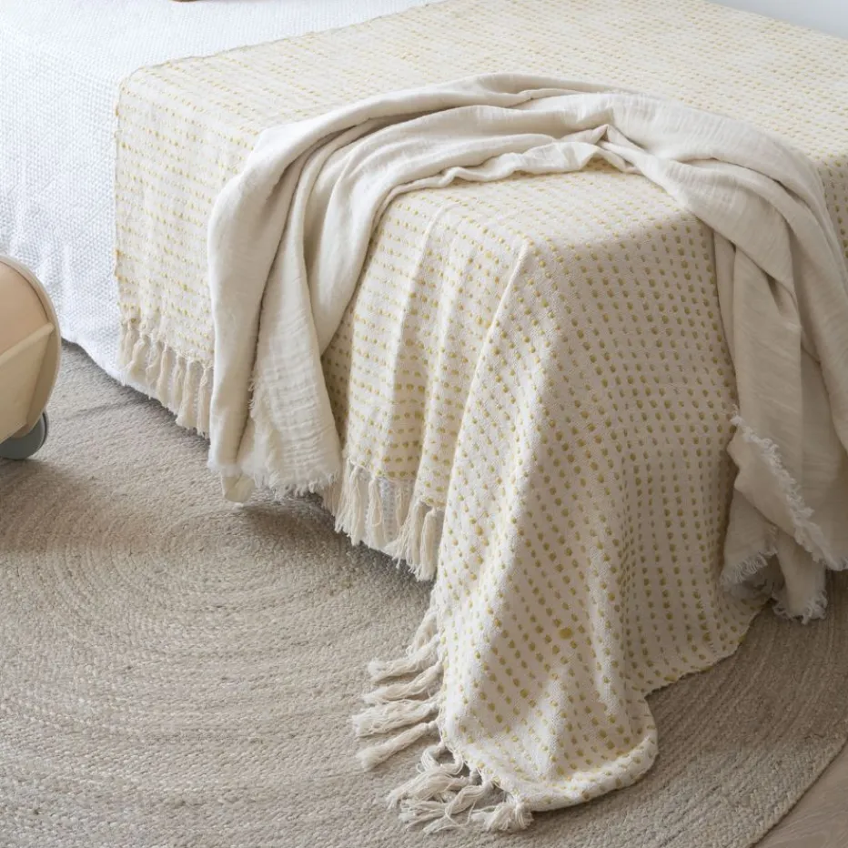 Ynsa Plaid en coton acrylique jaune^Banak Online