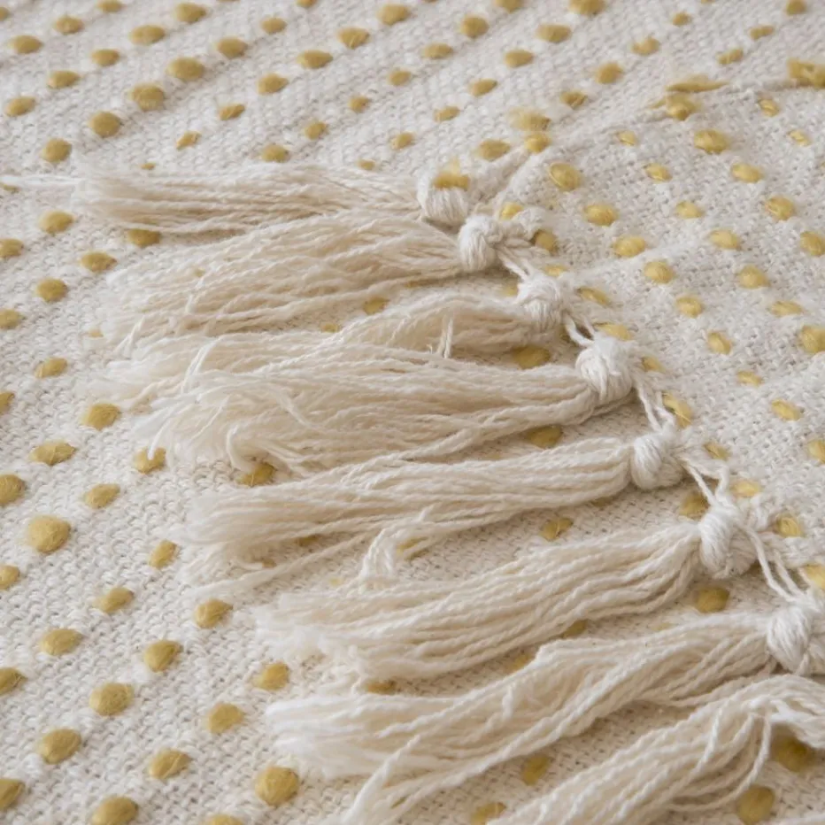 Ynsa Plaid en coton acrylique jaune^Banak Online