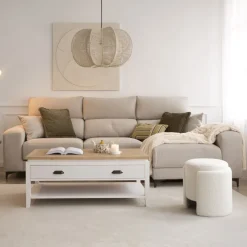 Zent Canapé d'angle réversible 4 places beige avec rangement^Banak Clearance